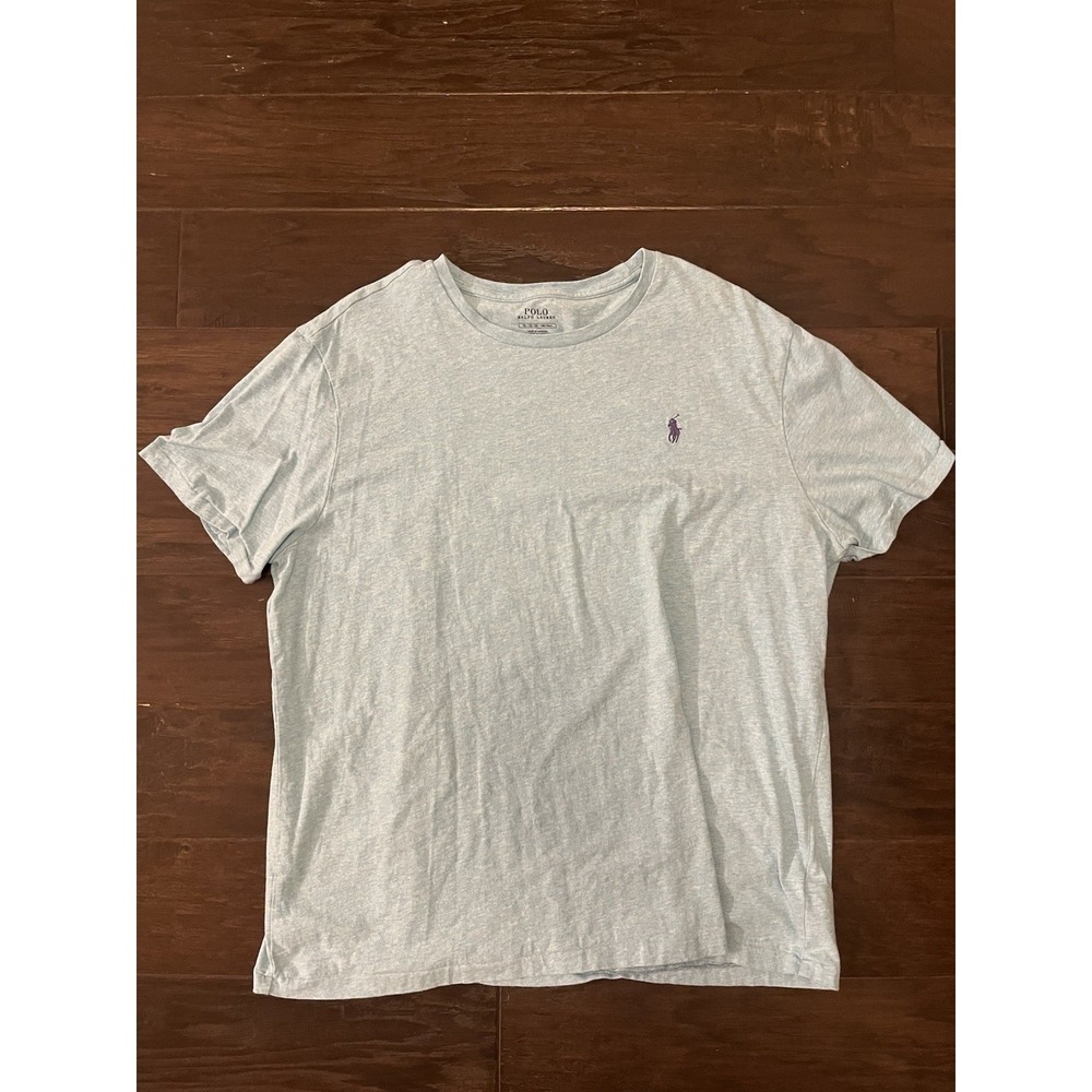 Polo Ralph Lauren Mens XL T-Shirt Light Blue Heather Short Sleeve Pony Logo Tee